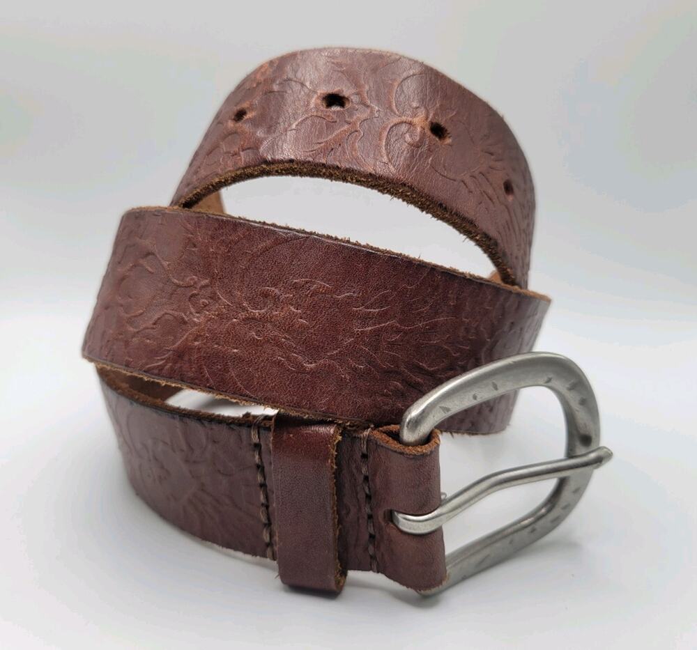 American Eagle Brown Genuine Tooled Leather Belt Size S